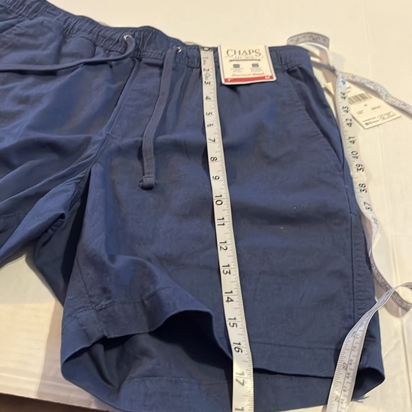 NWT-Chaps-M-dark denim-linen blend,elastic waist, drawstring, pull on, shorts. - Picture 15 of 15